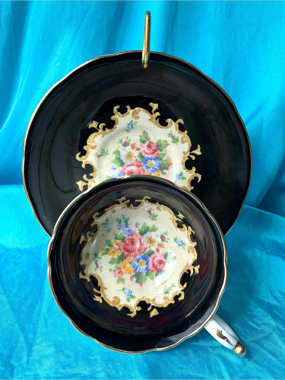 Vintage Paragon Minuet, Rare variation of Tapestry Rose Teacup and Saucer Set